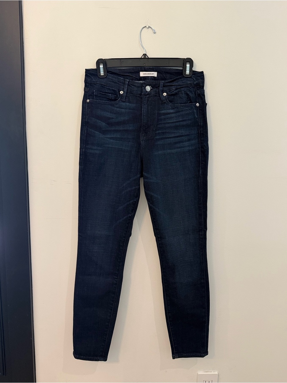 Good American Dark Blue Indigo Skinny Jeans Crop Good Waist